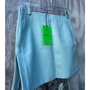 Fiorucci Faux Leather Mini Skirt Blue Teal Y2K Vegan Mod 90s Italian Euro NWT